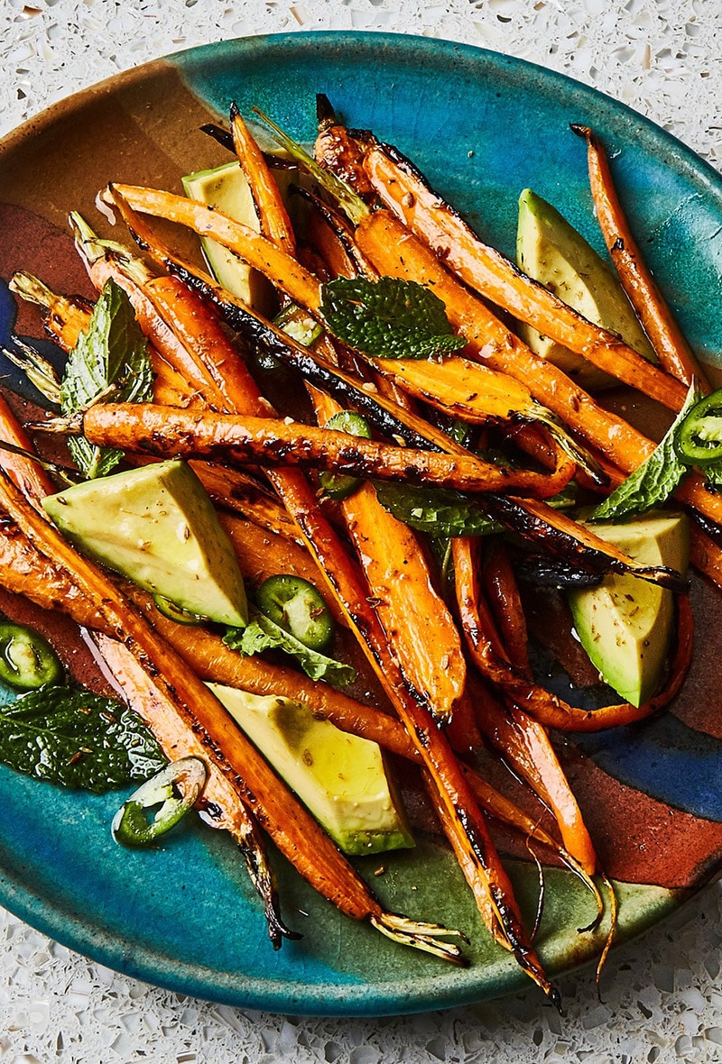 grilled-carrots-with-avocado-and-mint